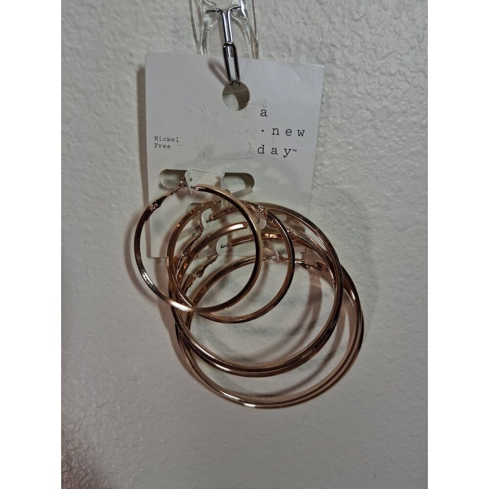 NWT A New Day Hoop Earring Set Gold Assorted Sizes